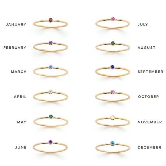 January to December Birthstone Rings 14K Gold Plated - Picture 6 of 8